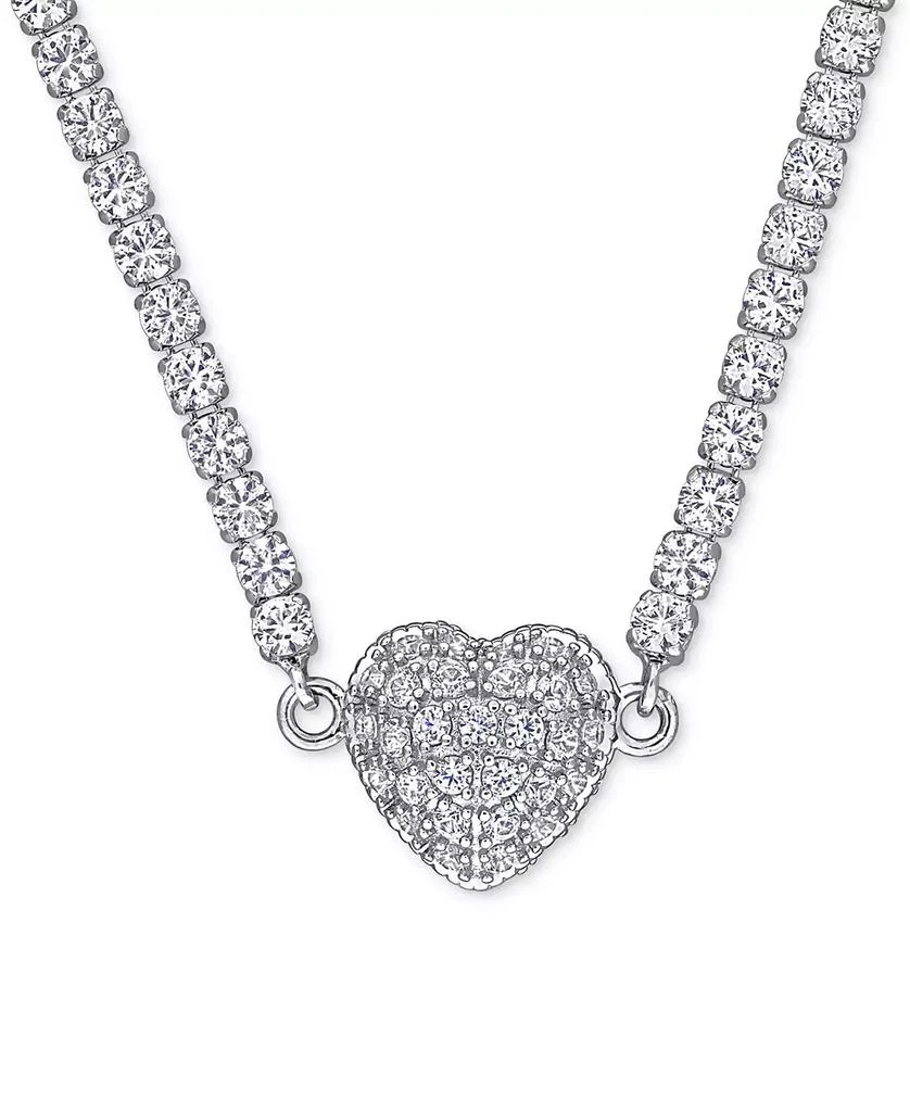商品Macy's|Lab-Created Ruby (13 ct. t.w.) & Lab Created White Sapphire (1-1/4 ct. t.w.) Heart 17" Pendant Necklace in Sterling Silver,价格¥1709,第1张图片