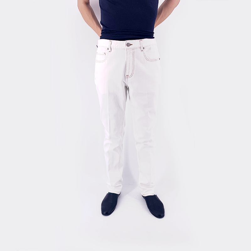 Men Jeans杰尼亚牛仔裤男士直筒宽松春秋款白色商品第1张图片规格展示