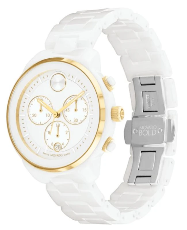 商品Movado|Movado Bold Verso White Chronograph Dial Women's Watch 3600933,价格¥5599,第2张图片详细描述