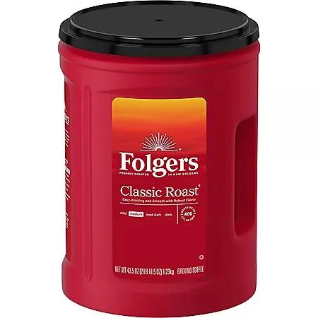 商品Folgers|Folgers Classic Medium Roast Ground Coffee, 43.5 oz.,价格¥107,第1张图片