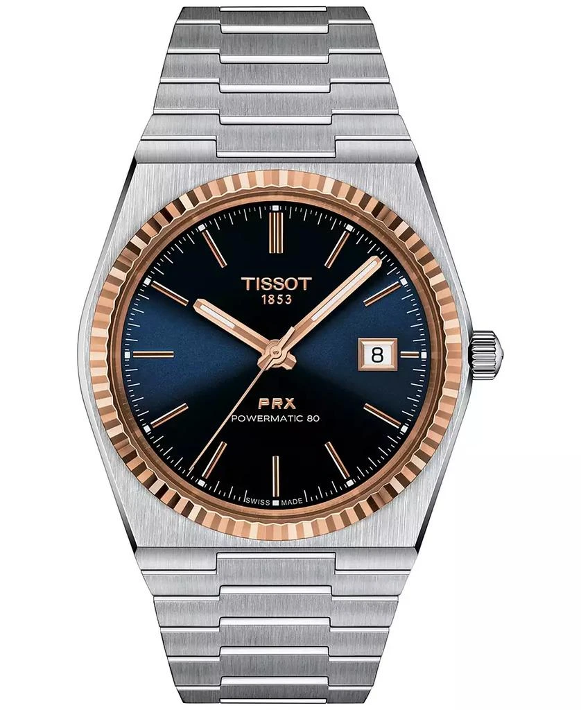 商品Tissot|Men's PRX Powermatic 80 Automatic Stainless Steel Bracelet Watch 40mm,价格¥14930,第1张图片