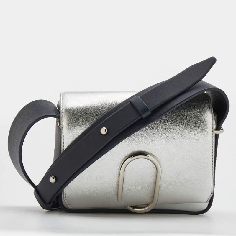 商品[二手商品] 3.1 Phillip Lim|3.1 Phillip Lim Silver/Dark Blue Leather Mini Alix Flap Crossbody Bag,价格¥2324,第1张图片