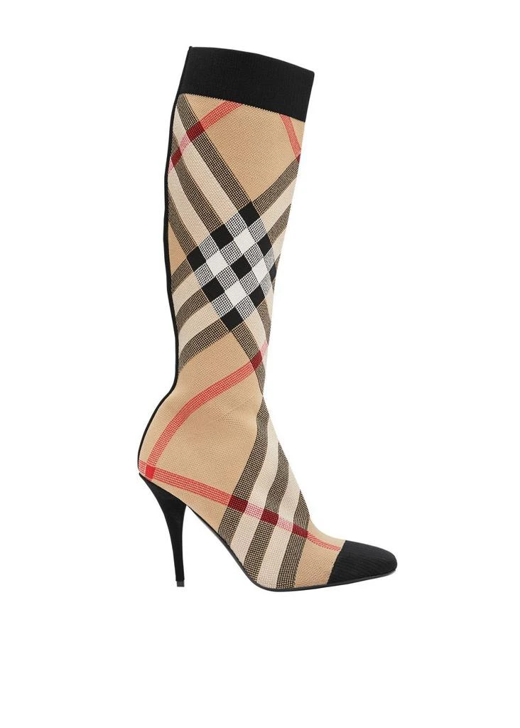 商品Burberry|Check stretch knit sock boots,价格¥7457,第1张图片