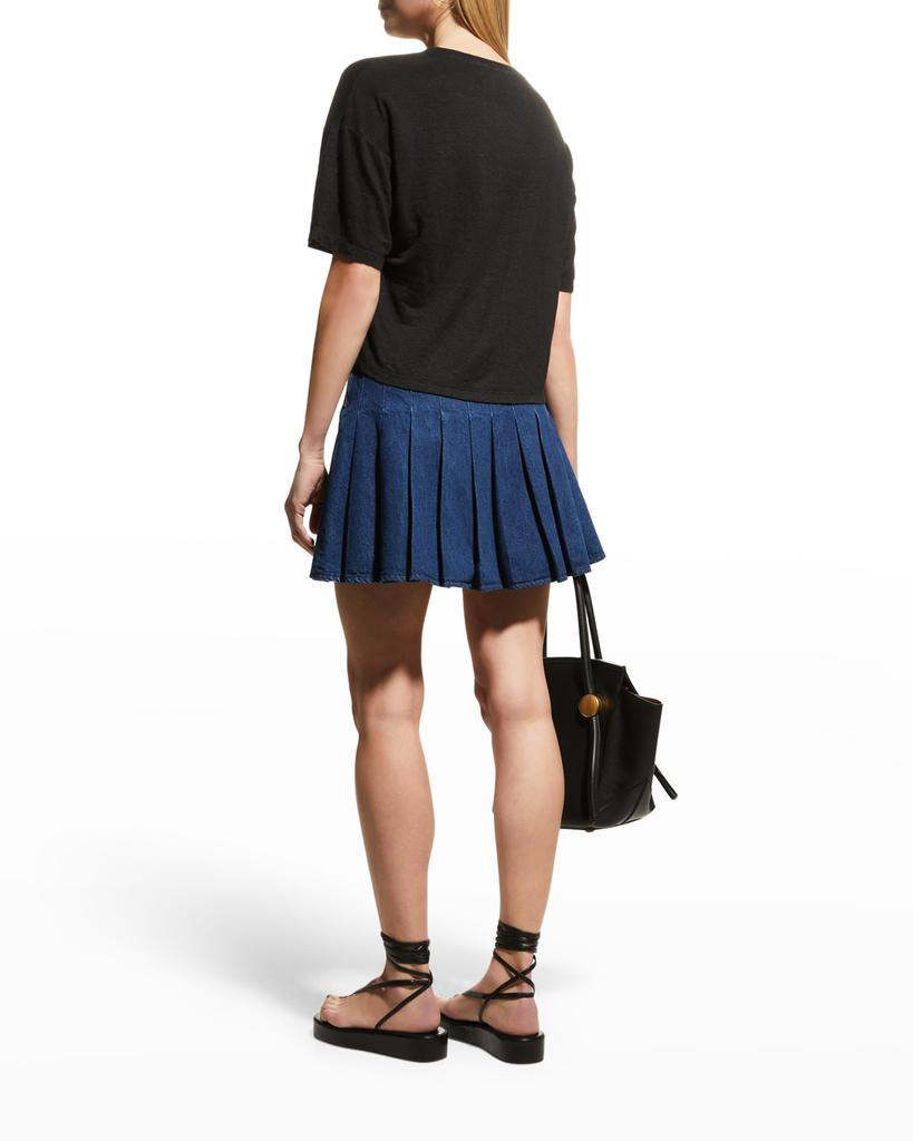 商品FRAME|Mini Denim Pleated Tennis Skirt,价格¥416,第6张图片详细描述