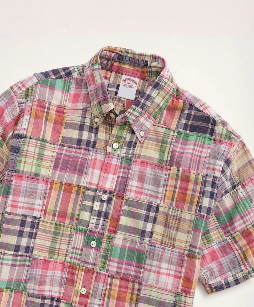 商品Brooks Brothers|Big & Tall Sport Shirt, Short-Sleeve Patchwork Madras,价格¥1101,第2张图片详细描述