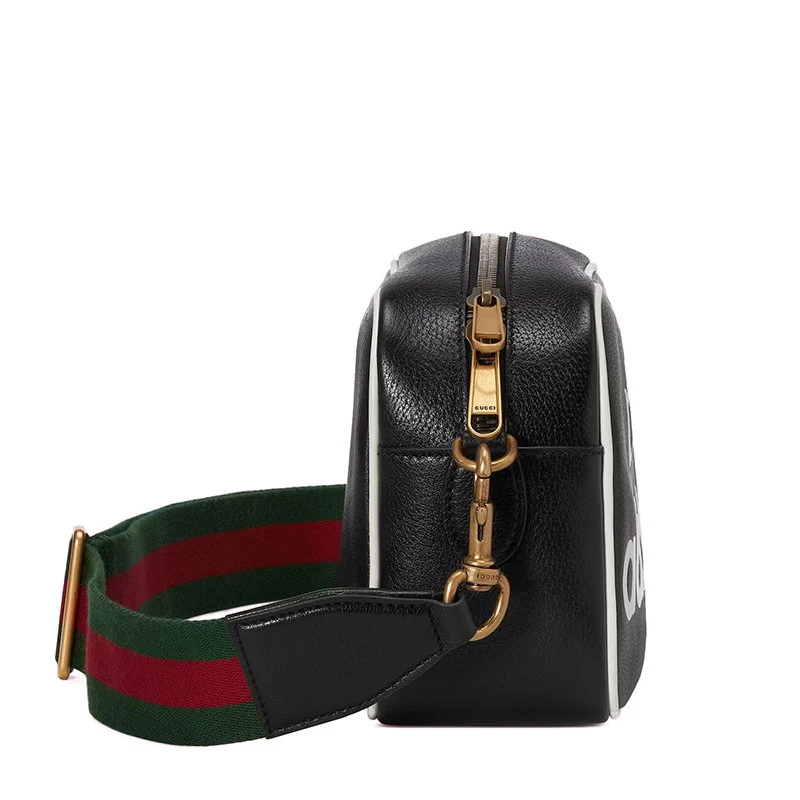 商品Gucci|【预售3-7天】GUCCI/古驰 22新款阿迪达斯联名 男士小号黑色皮革白色联名主题徽标印花配可拆卸红绿织物配皮肩带拉链开合斜跨单肩包702427U3ZCT8726,价格¥14037,第6张图片详细描述