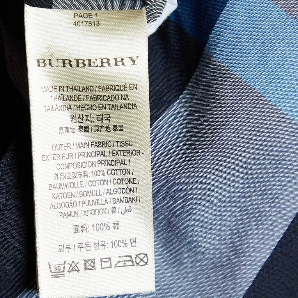 商品[二手商品] Burberry|Burberry Brit Navy Blue Giant Check Cotton Ruffled Button Front Blouse S,价格¥815,第5张图片详细描述