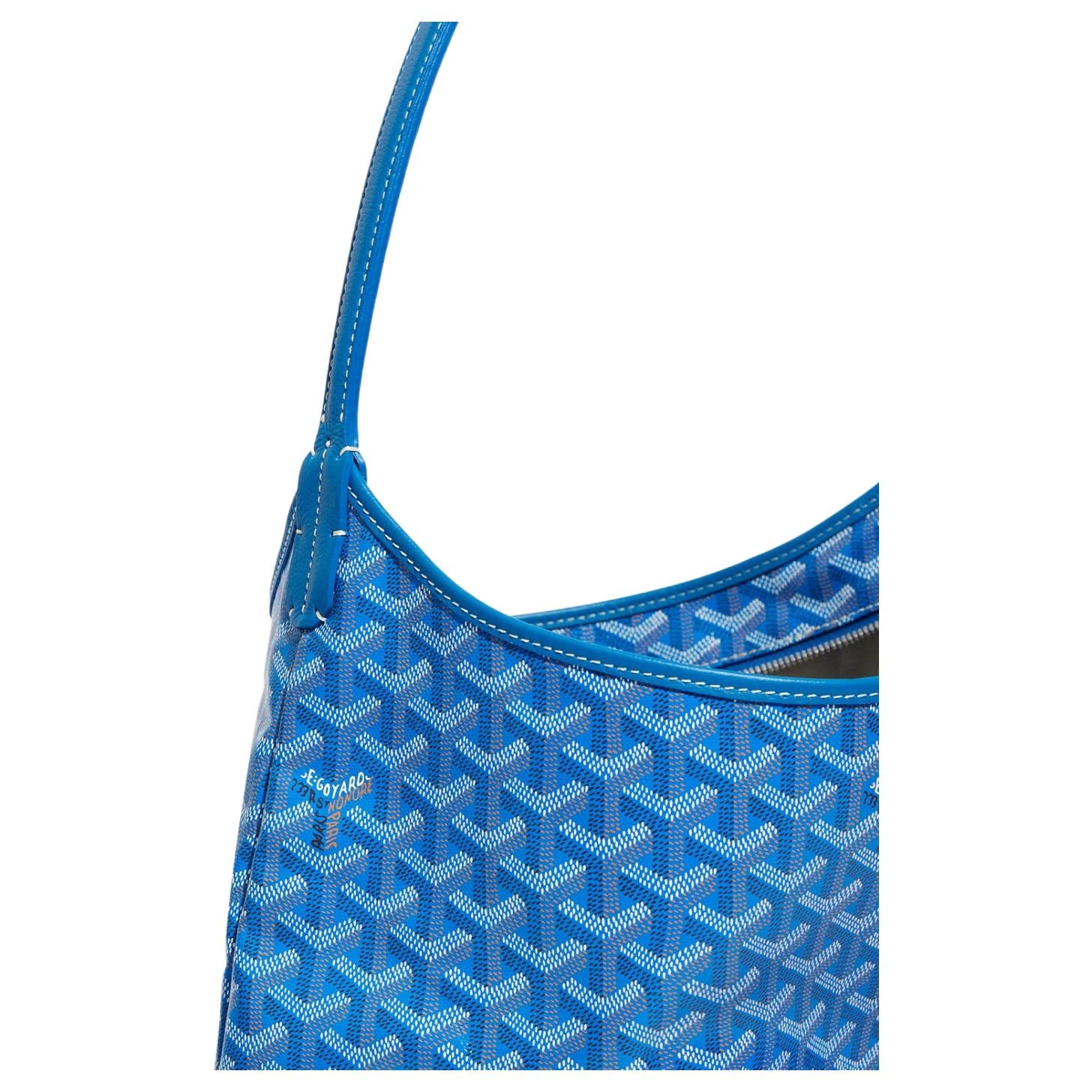 商品[国内直发] Goyard|狗牙 Bohème Hobo Y字老花满印抗压皮革手柄 帆布拼牛皮 腋下包子母包 单肩包 常规 女款 天蓝色,价格¥21747,第6张图片详细描述