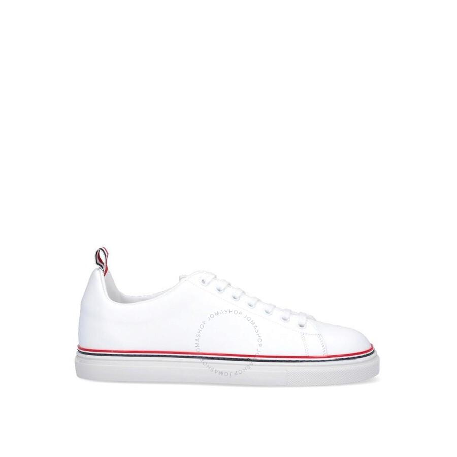 Thom Browne | Men's White Vitello Calf Tennis Sneakers 1775.90元 商品图片