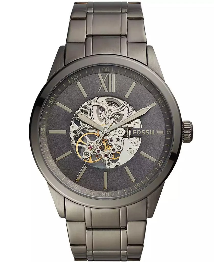 商品Fossil|Men's Flynn Automatic Gunmetal Black Stainless Steel Watch 48mm,价格¥2045,第1张图片