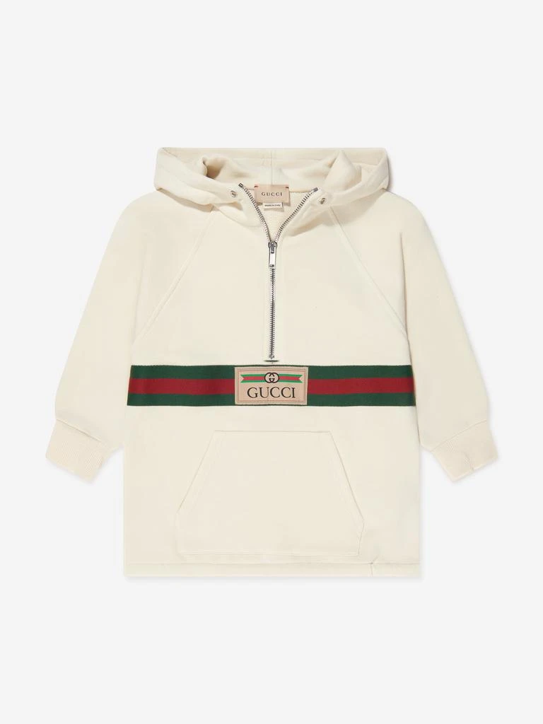 商品Gucci|Kids Half Zip Logo Hoodie in Ivory,价格¥2973,第1张图片