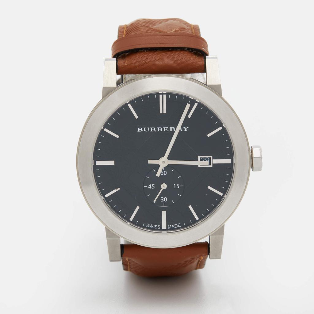 商品[二手商品] Burberry|Burberry Black Stainless Steel Leather The City BU9905 Men's Wristwatch 42 mm,价格¥2397,第1张图片
