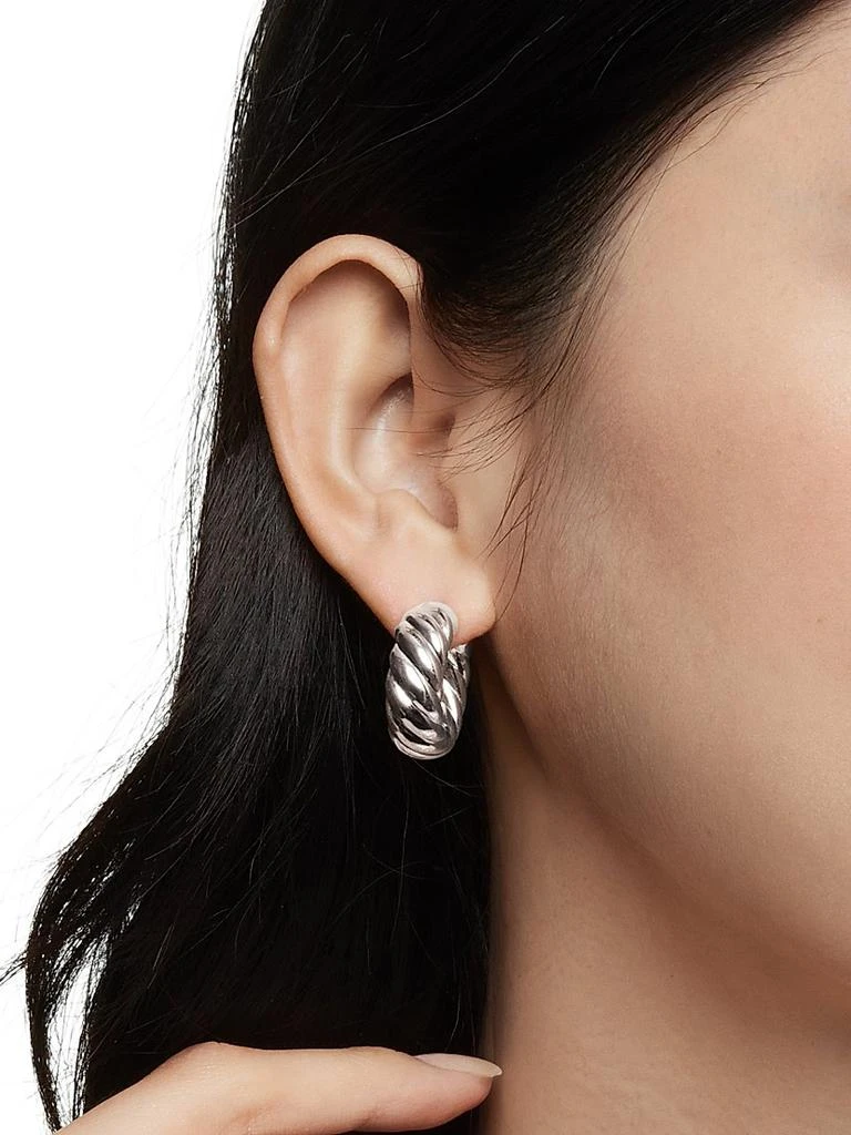 商品David Yurman|Sculpted Cable Hoop Earrings in Sterling Silver, 25MM,价格¥5879,第2张图片详细描述