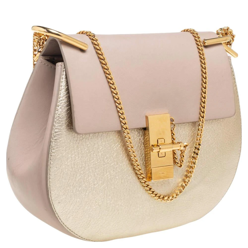 商品[二手商品] Chloé|Chloe Beige/Metallic Gold Leather Medium Drew Shoulder Bag,价格¥3143,第3张图片详细描述