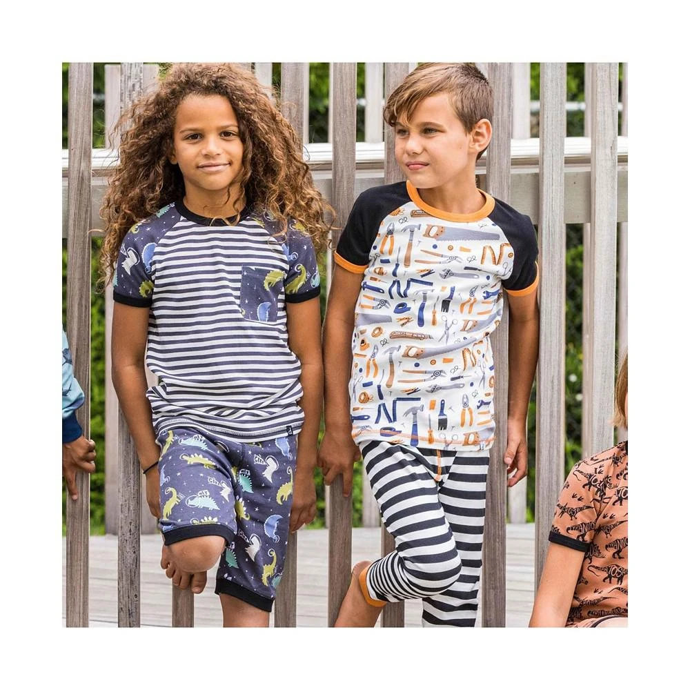 商品Deux par Deux|Boy Organic Two Piece Short Pajama Set Black Astro Dinosaur Print - Child,价格¥268,第2张图片详细描述