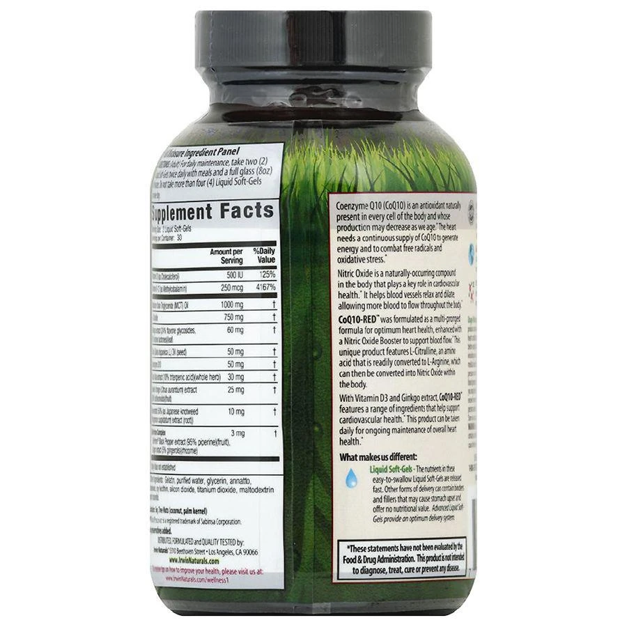 商品Irwin Naturals|CoQ 10-RED with Nitric Oxide Booster,价格¥200,第3张图片详细描述