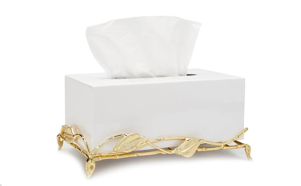 商品Classic Touch Decor|White Tissue Box on Gold Leaf Design Base,价格¥566,第1张图片