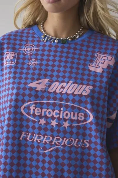 商品BDG|BDG Furrious Rowan Graphic Oversized Checkerboard Jersey Tee,价格¥187,第3张图片详细描述