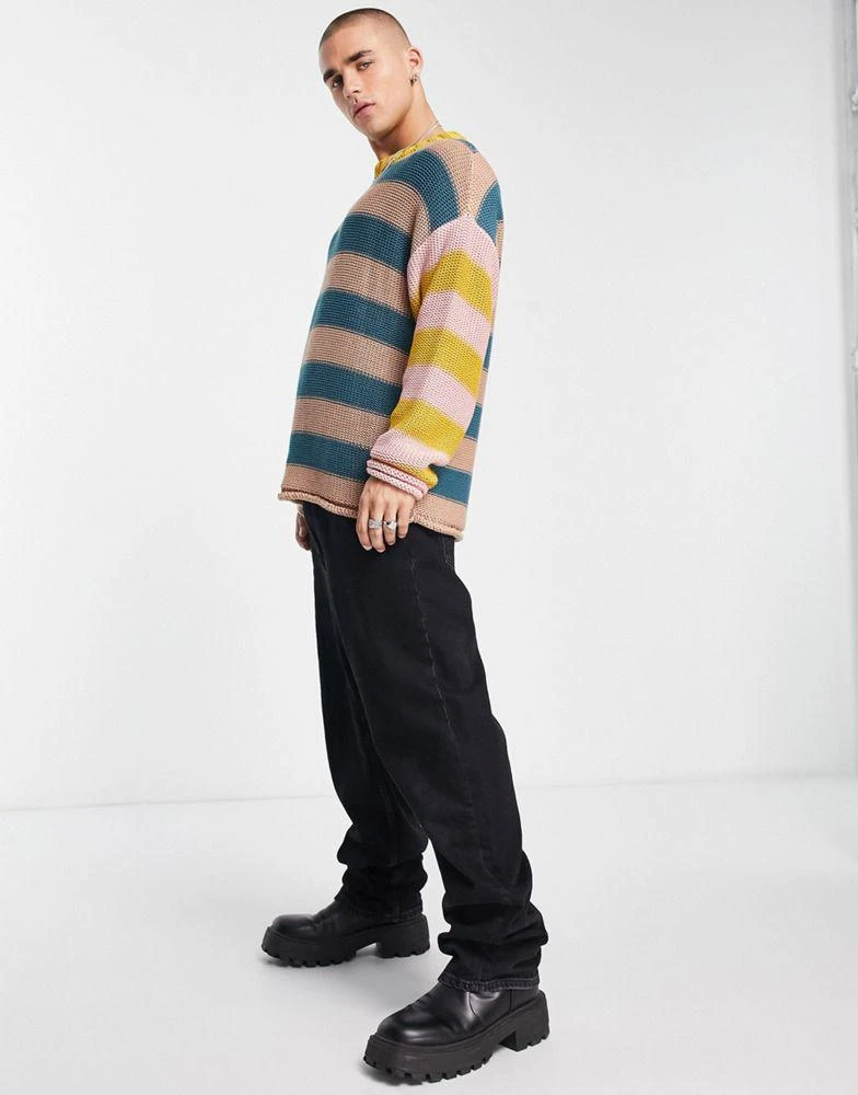 商品ASOS|ASOS DESIGN oversized knitted jumper in stripe,价格¥114,第3张图片详细描述