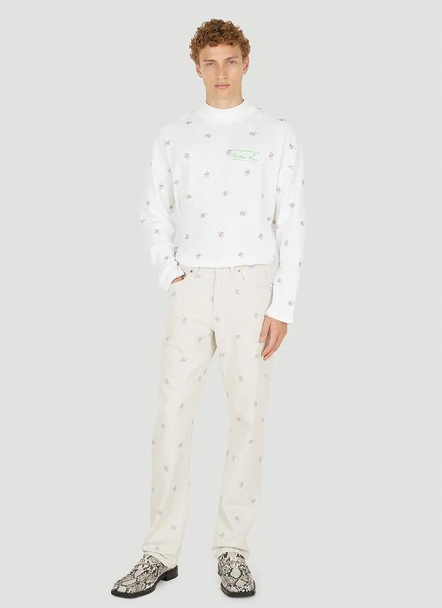 商品Martine Rose|Floral Print Long Sleeve T-Shirt in White,价格¥1203,第2张图片详细描述