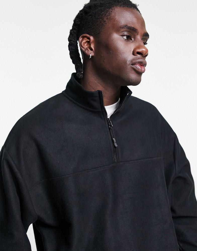 商品ASOS|ASOS DESIGN half zip sweatshirt in charcoal polar fleece,价格¥162,第4张图片详细描述