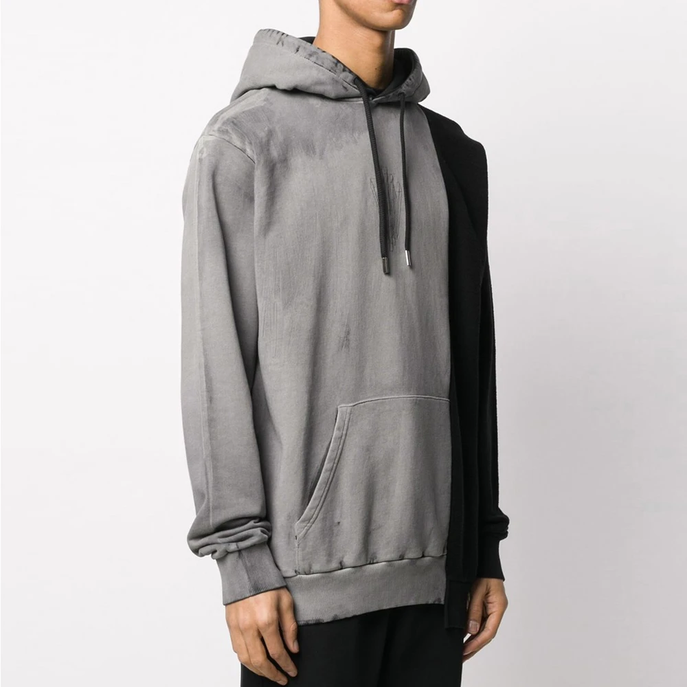 MARCELO BURLON 男士黑色灰色拼接棉质连帽卫衣 CMBB082R20-FLE001-0707 商品