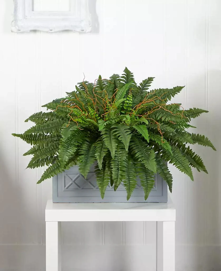 商品NEARLY NATURAL|Boston Fern Artificial Plant in Stone Planter,价格¥1268,第2张图片详细描述