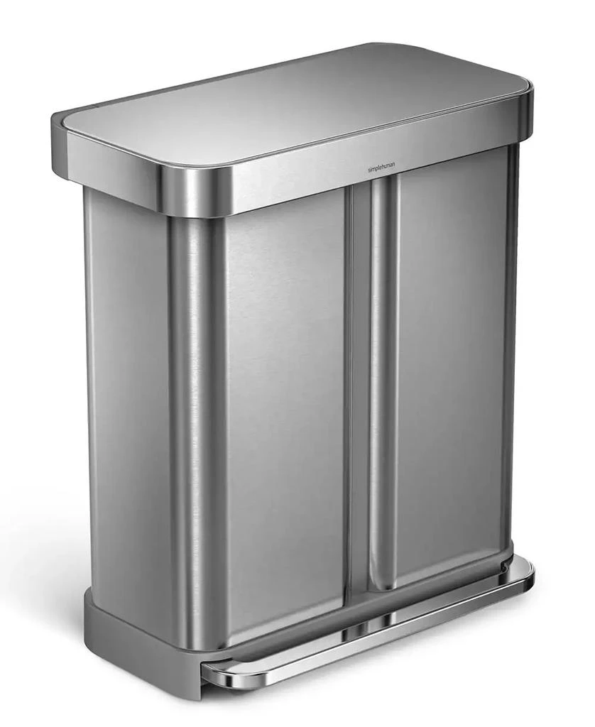 商品simplehuman|Brushed Stainless Steel 58L Dual Compartment  Recycler,价格¥1508,第1张图片