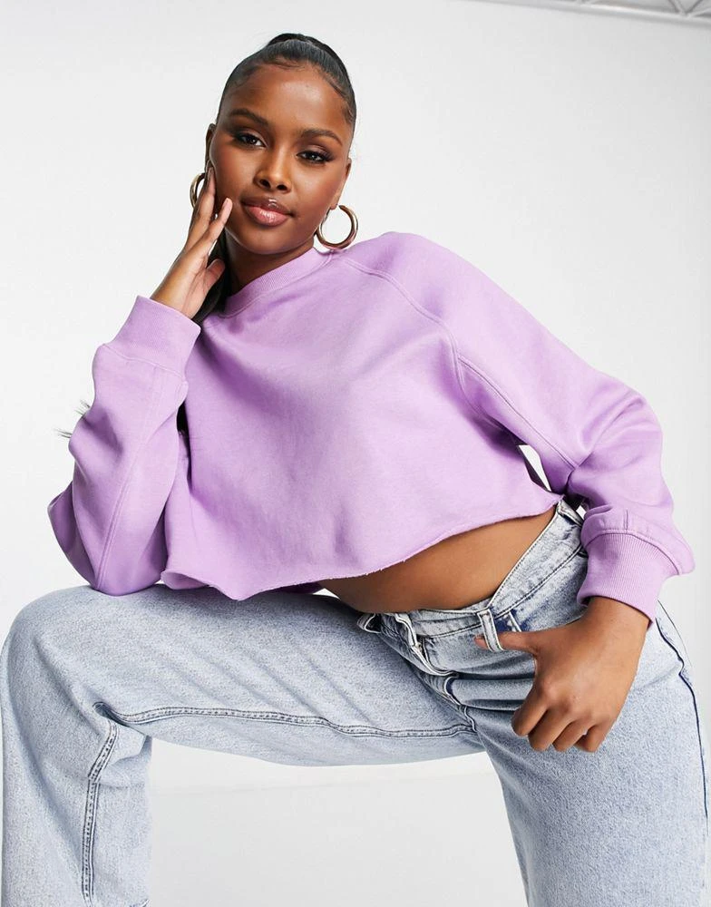 商品Echo Design|ASOS DESIGN crop sweatshirt with seam detail in violet,价格¥108,第4张图片详细描述