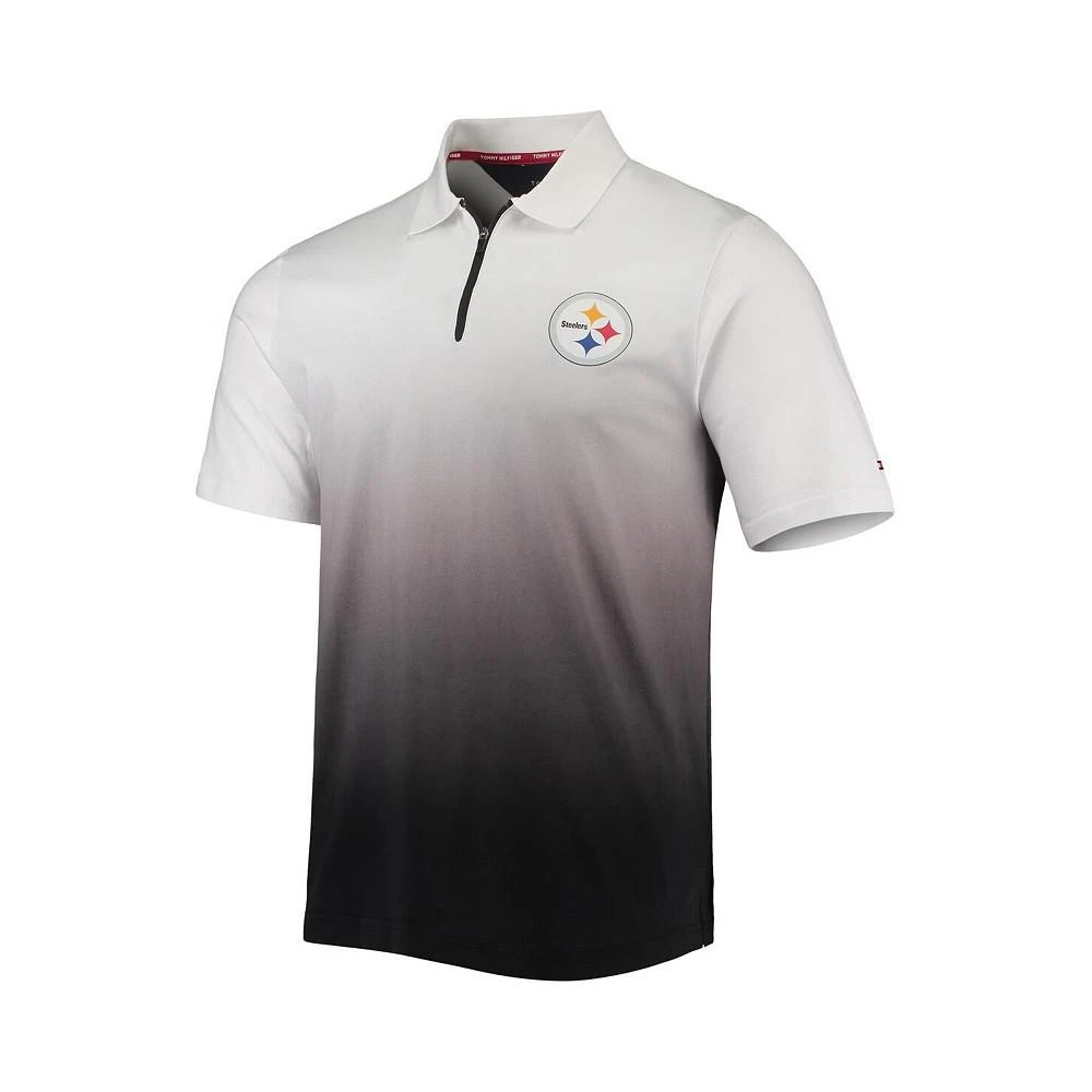 商品Tommy Hilfiger|Men's White, Black Pittsburgh Steelers Rory Quarter-Zip Polo Shirt,价格¥600,第2张图片详细描述