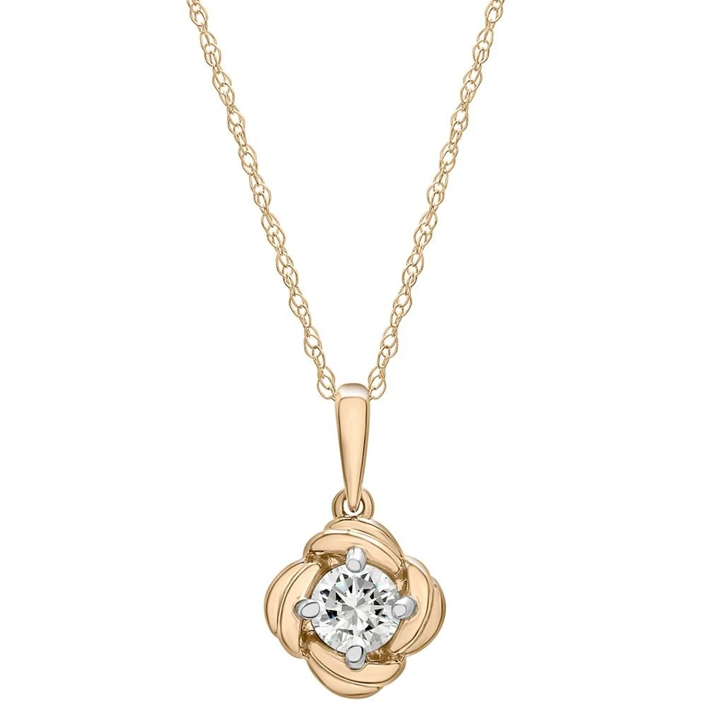 商品Macy's|Diamond Solitaire Flower 18" Pendant Necklace (1/4 ct. t.w.) in 14k Gold, Created for Macy's,价格¥4998,第1张图片