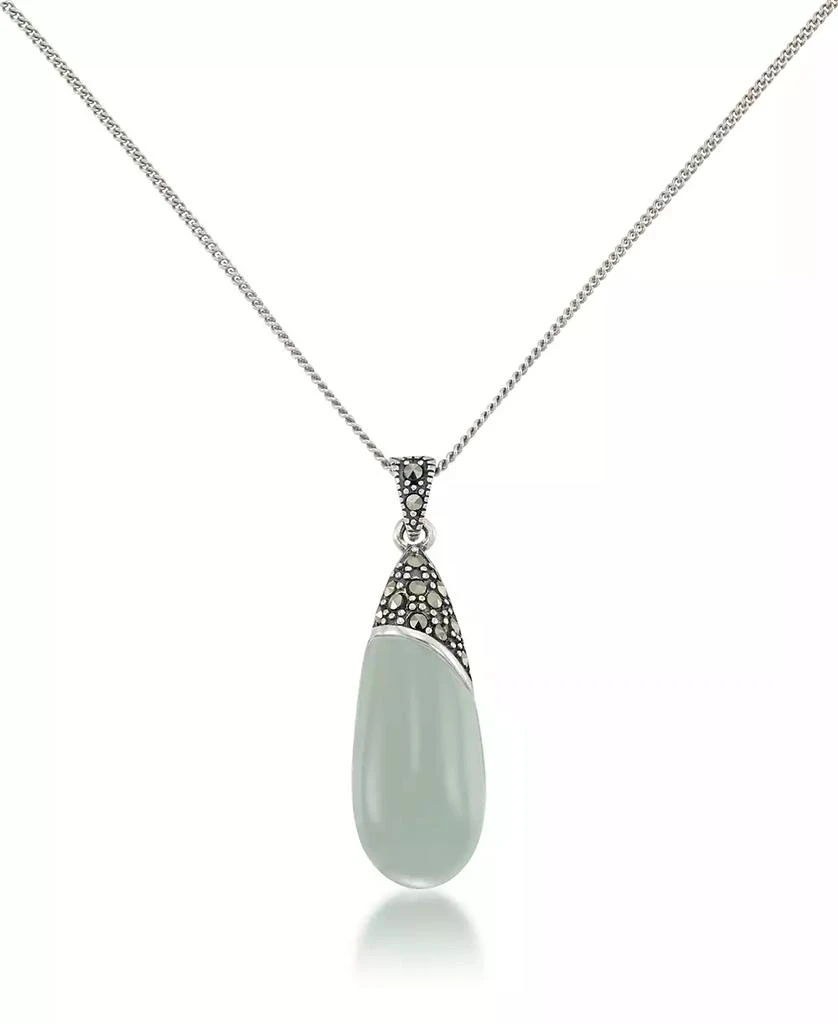 商品Macy's|Jade Elongated Pendant and a Curb Chain,价格¥283,第1张图片