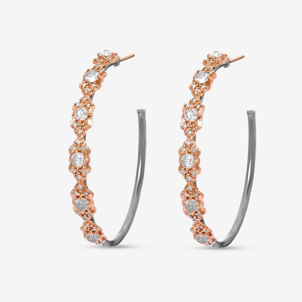 商品Armenta|Armenta Rose World 14K Rose Gold And Sterling Silver, White Sapphire 1.15ct. Tw. And Champagne Diamond Hoop Earrings,价格¥4347,第1张图片