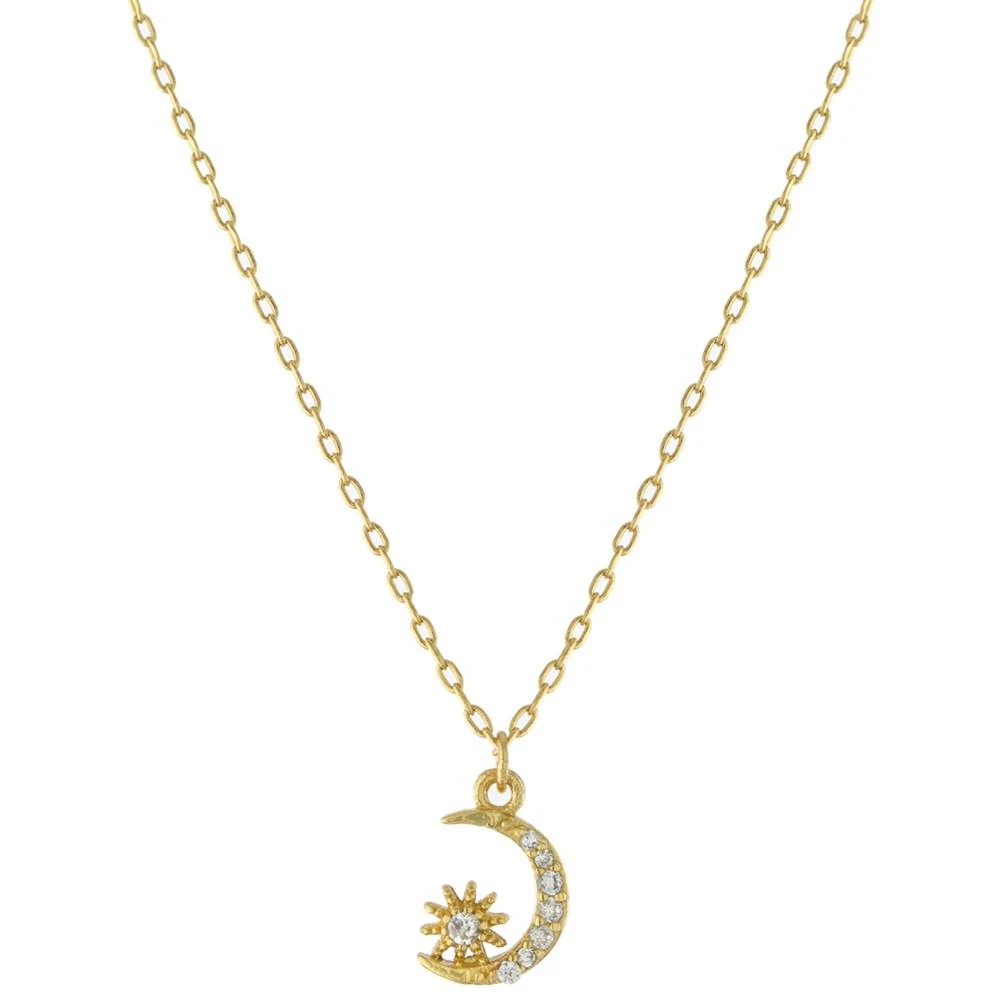 商品Giani Bernini|Cubic Zirconia Moon & Star Pendant Necklace in Gold-Plated Sterling Silver, 16" + 2" extender, Created for Macy's,价格¥410,第1张图片