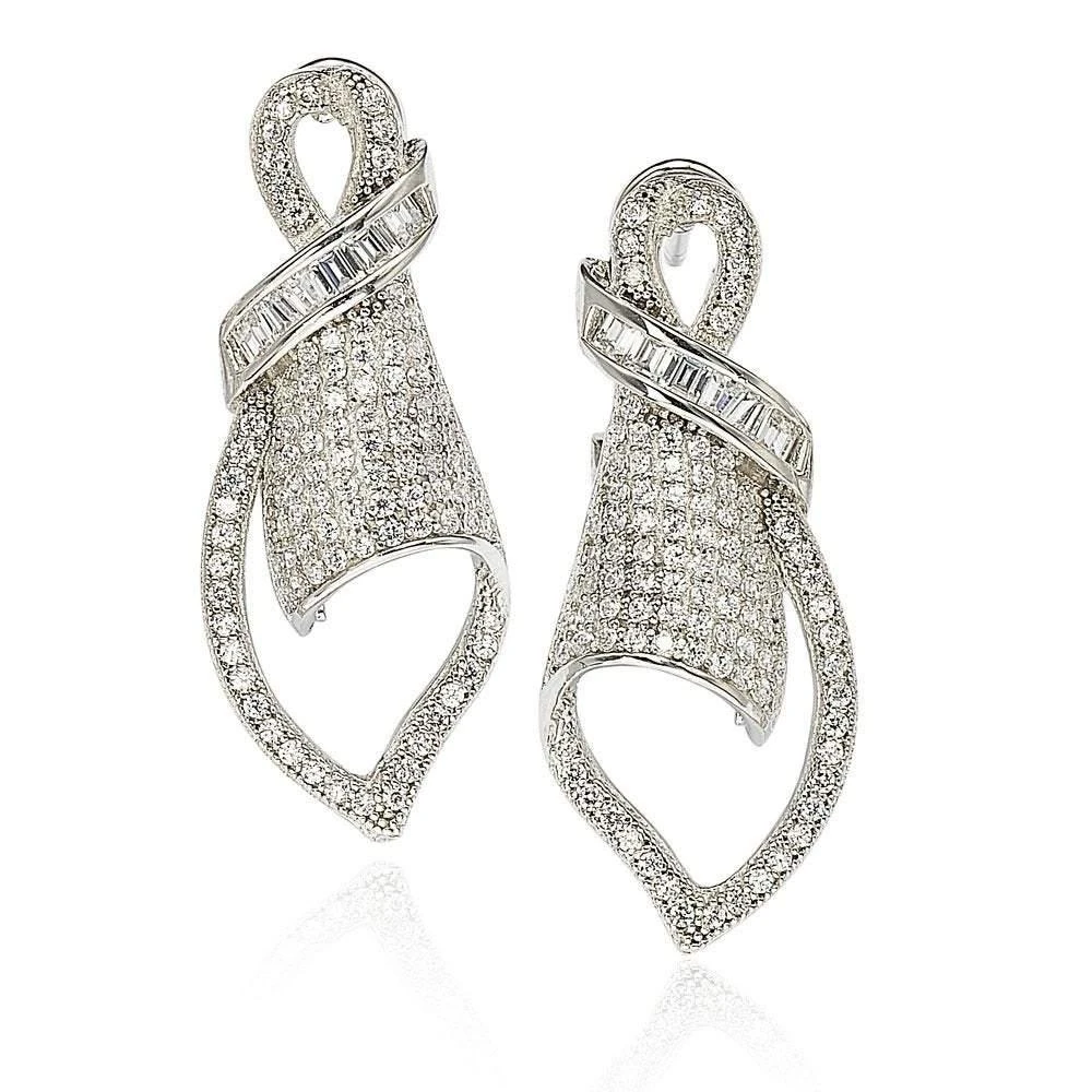 商品Suzy Levian|Suzy Levian Cubic Zirconia Sterling Silver Art Deco Pave Earrings,价格¥799,第1张图片