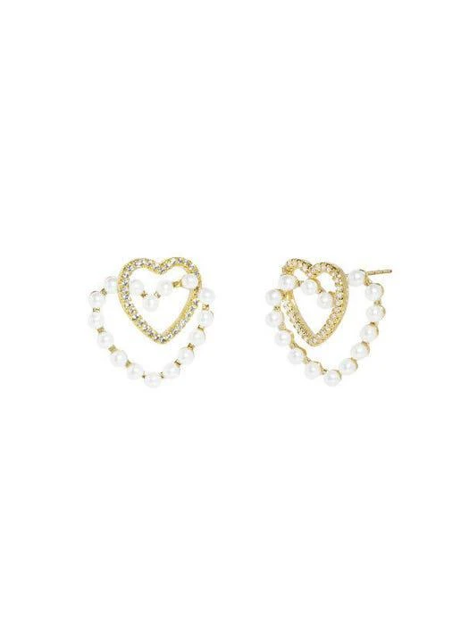 商品GETMEBLING|Pearl Double Heart Earrings,价格¥462,第3张图片详细描述