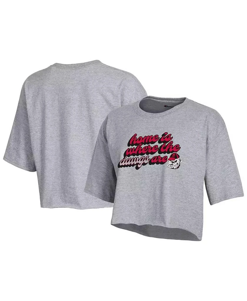 商品CHAMPION|Women's Gray Georgia Bulldogs Boyfriend Cropped T-shirt,价格¥225,第1张图片