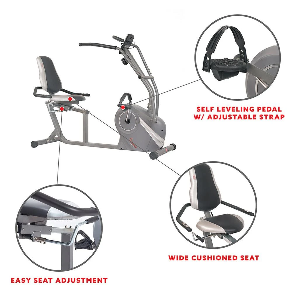 商品Sunny Health & Fitness|Cross Trainer Magnetic Recumbent Bike with Arm Exercisers,价格¥2975,第4张图片详细描述