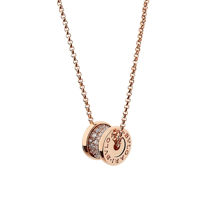 商品BVLGARI|BVLGARI宝格丽 B.ZERO1系列 18k玫瑰金满钻小蛮腰项链 351116 七夕情人节礼物 送女友,价格¥39418,第1张图片