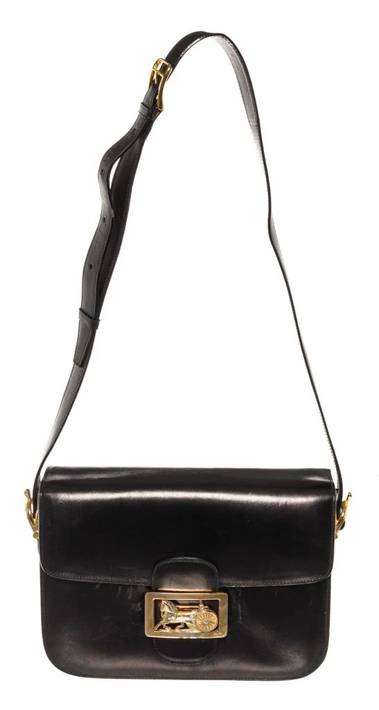 商品[二手商品] Celine|Celine Vintage Black Leather Horse Carriage Box Shoulder Bag,价格¥10212,第1张图片