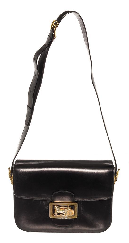 商品[二手商品] Celine|Celine Vintage Black Leather Horse Carriage Box Shoulder Bag,价格¥9387,第1张图片