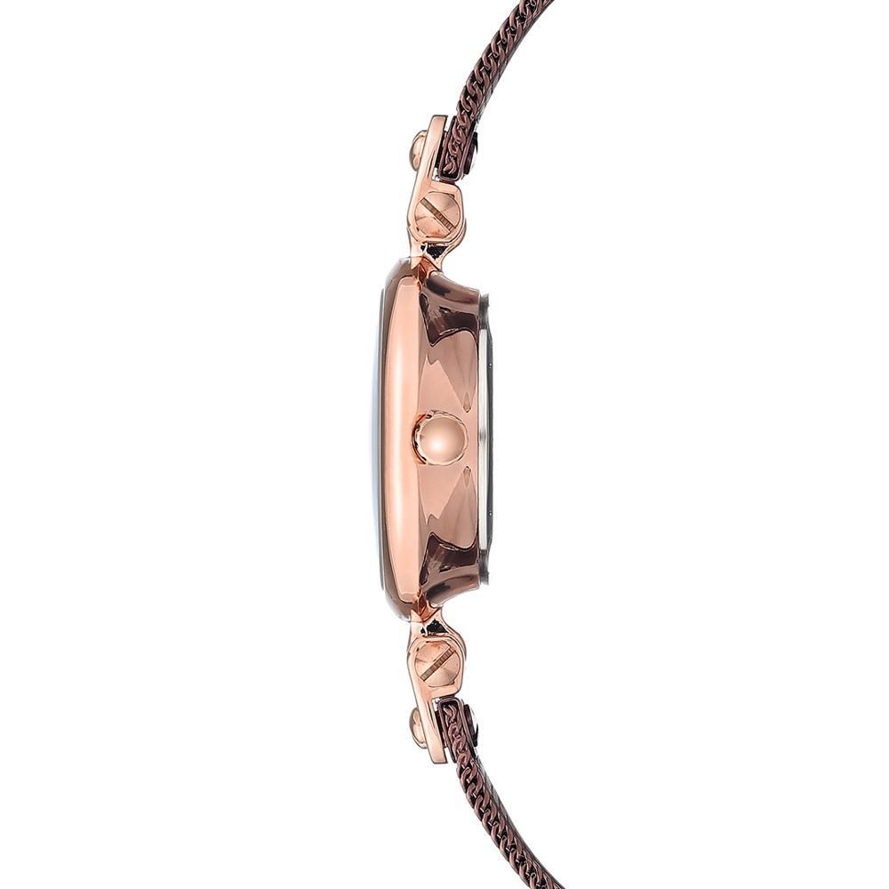 商品Anne Klein|Women's Diamond-Accent Brown Stainless Steel Mesh Bracelet Watch 26mm,价格¥639,第4张图片详细描述