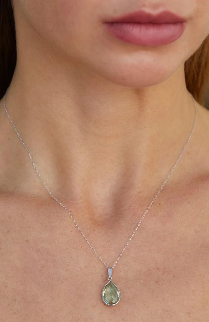 商品Savvy Cie Jewels|Sterling Silver 6.25Gtw Green Amethyst Pendant W/ Chain,价格¥253,第2张图片详细描述
