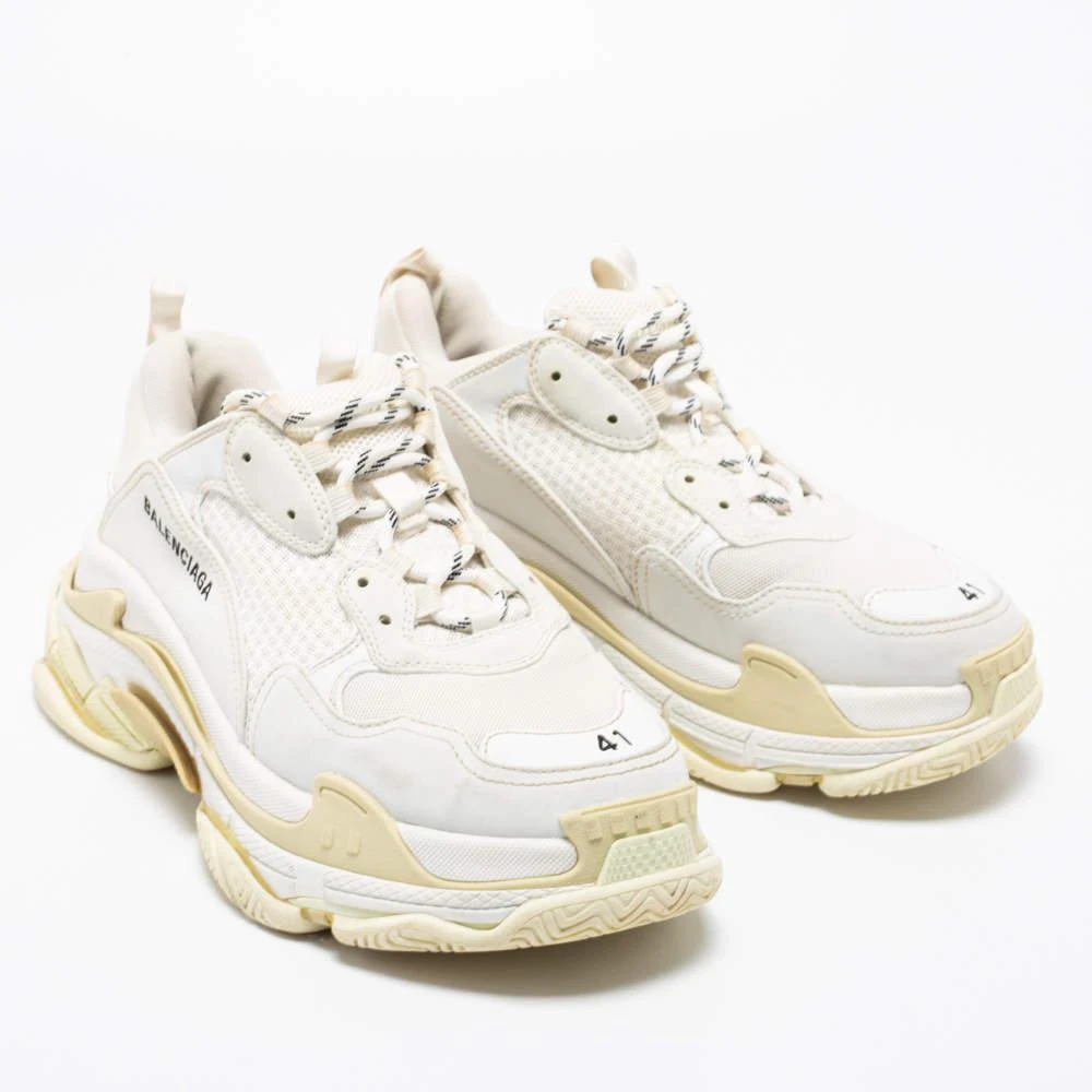 商品[二手商品] Balenciaga|Balenciaga White Nubuck Leather and Mesh Triple S Low-Top Sneakers Size 41,价格¥5583,第4张图片详细描述
