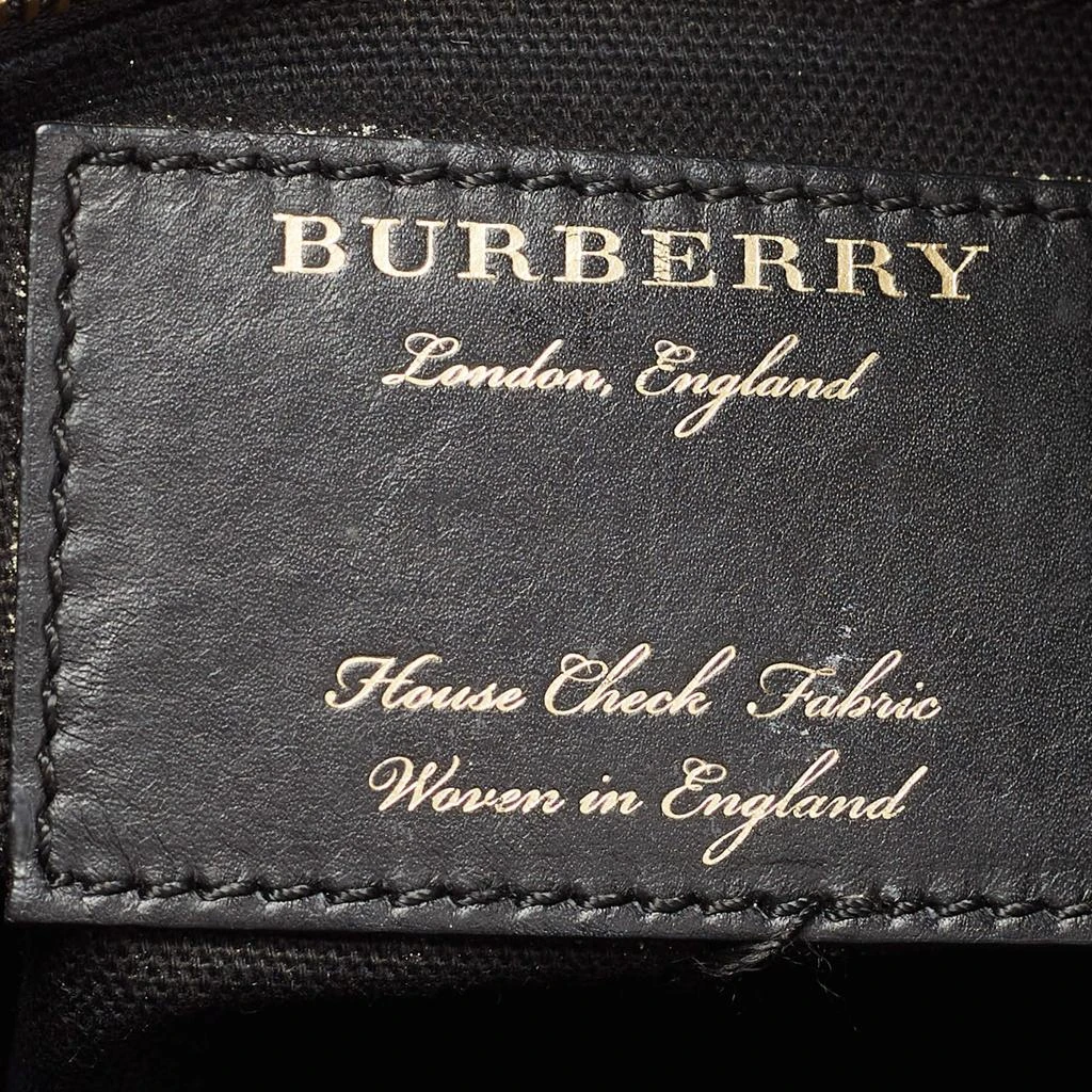 Burberry Black/Beige Leather and House Check Fabric Small Banner Tote 商品