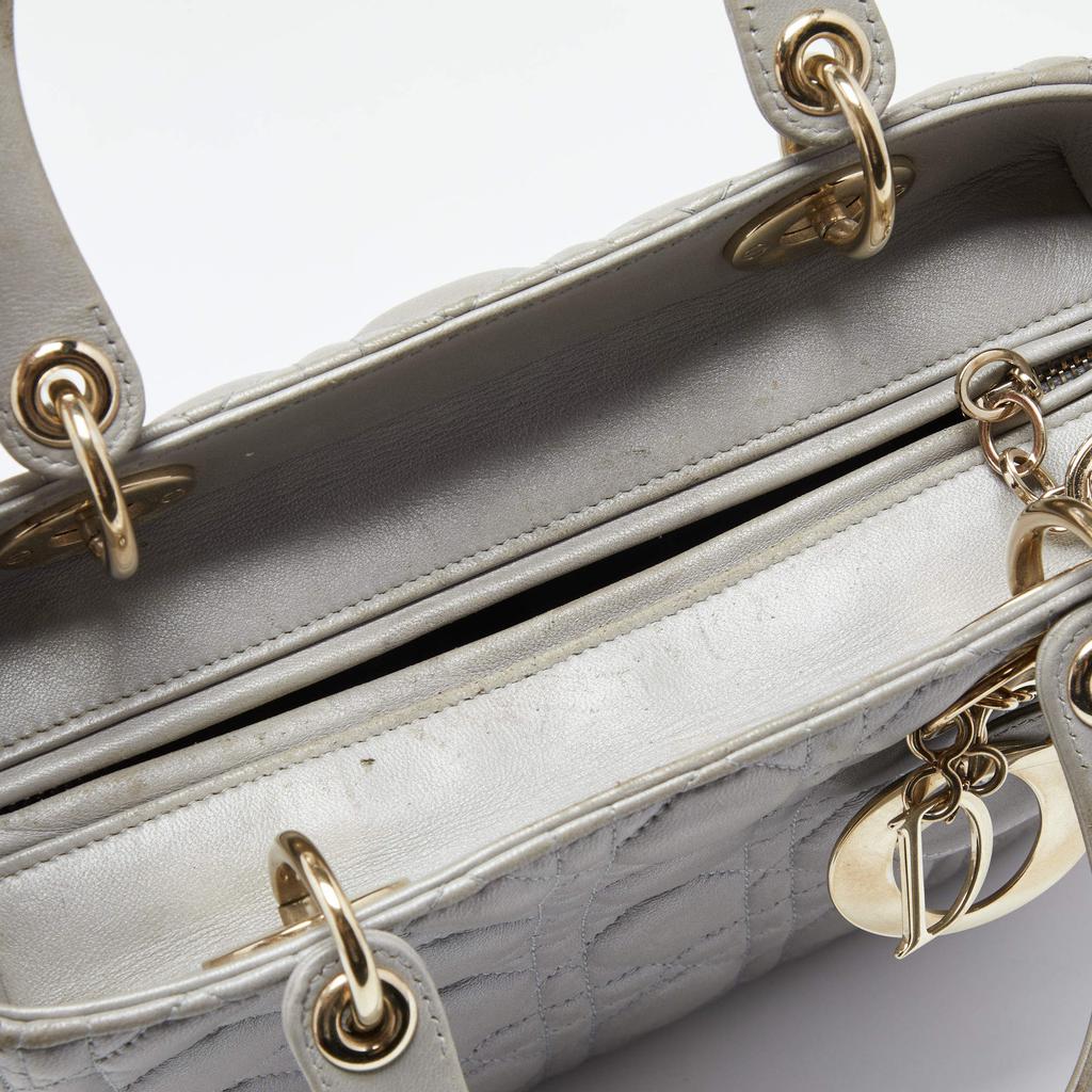 Dior Grey Cannage Leather Medium Lady Dior Tote商品第8张图片规格展示