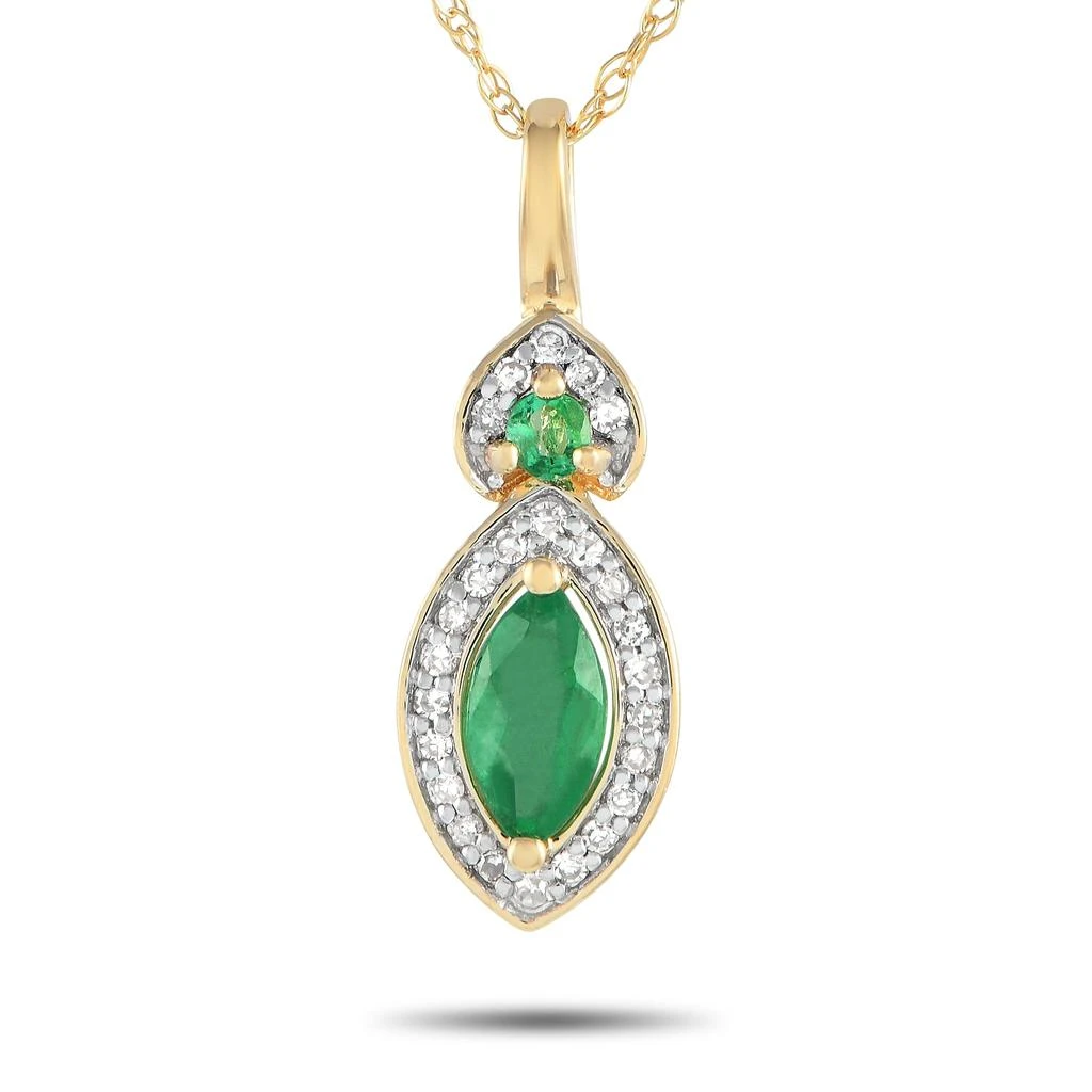 商品LB Exclusive|14K Yellow Gold 0.07ct Diamond and Emerald Pendant Necklace PD4-16299YEM,价格¥1823,第1张图片