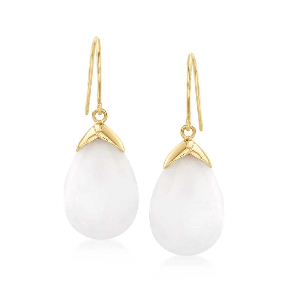 商品Ross-Simons|Ross-Simons White Jade Drop Earrings With 14kt Yellow Gold,价格¥1486,第1张图片