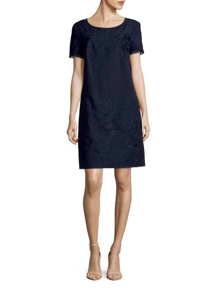 商品Karl Lagerfeld Paris|Embroidered Cotton Sheath Dress,价格¥412,第1张图片