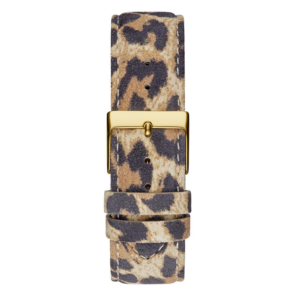 商品GUESS|Women's Gold-Tone Glitz Animal Print Genuine Leather Strap Multi-Function Watch, 40mm,价格¥898,第4张图片详细描述